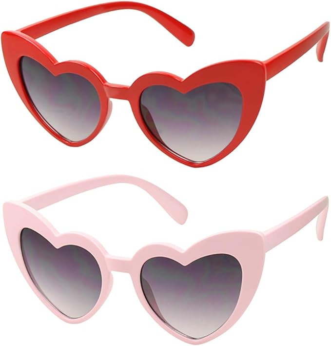 ShadyVEU Oversized Colorful Narrow Cat Eye Love Heart Shaped UV400 2-4 Years Kids Sunglasses | Amazon (US)