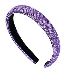 Vin Beauty Rhinestone Headband Glitter Non-Slip Wide Headband Solid Hair Band Purple Cute Hairban... | Amazon (US)