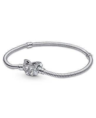 Moments Cubic Zirconia Butterfly Clasp Snake Chain Bracelet | Macy's