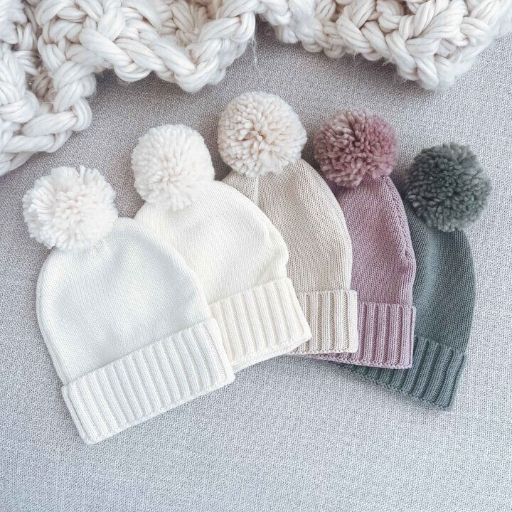 Knit Baby Pom Pom Beanie | Caden Lane