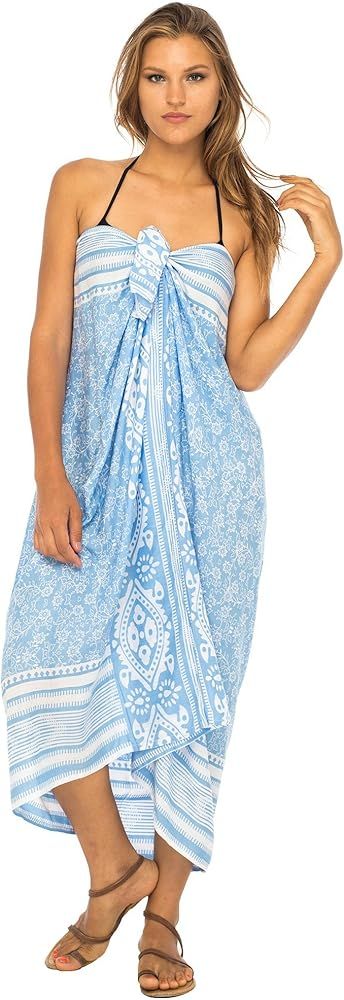 Back From Bali Womens Beach Dress Sarong Bikini Swimsuit Cover Up Wrap with Easy Built-in Ties | Amazon (US)