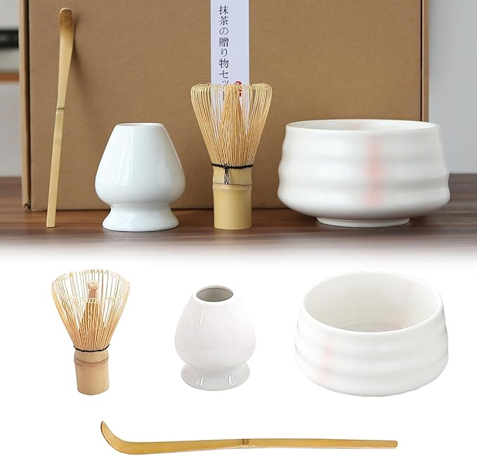Matcha Set, Matcha Whisk and Bowl Ceremony Accessory Kit- Pink Stripe Ceramic Bowl, Matcha Whisk,... | Amazon (US)