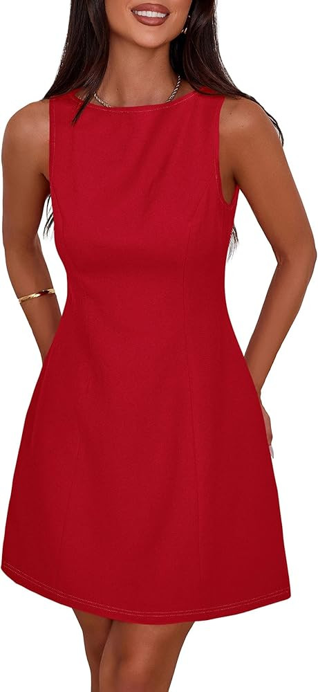 PRETTYGARDEN Womens Formal Short Dresses 2026 Summer Sleeveless Boat Neck A Line Elegant Mini Coc... | Amazon (US)