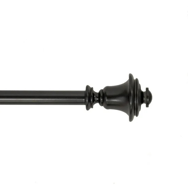 Mainstays 3/4" Black Urn Adjustable Single Curtain Rod, 30-84", Black | Walmart (US)