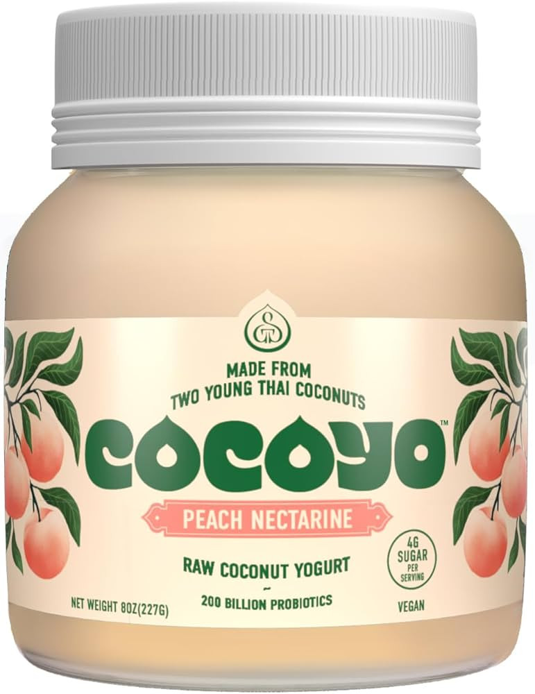 COCOYO Living Coconut Yogurt - 8 oz - Peach Nectarine Probiotic Yogurt for Gut Health - Plant-bas... | Amazon (US)