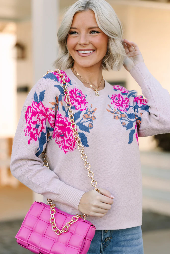 Fate: Happy To See You Blush Pink Floral Sweater | The Mint Julep Boutique