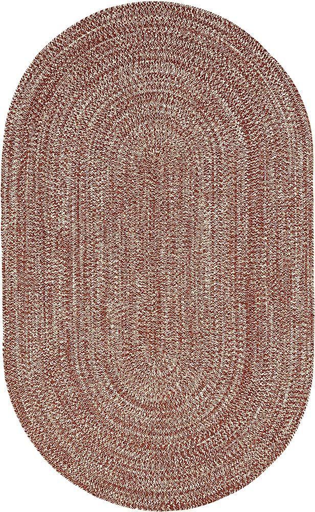 SUPERIOR Kinallen Reversible Braided Oval Indoor/Outdoor Area Rug, 8' x 10', Brick-White | Amazon (US)