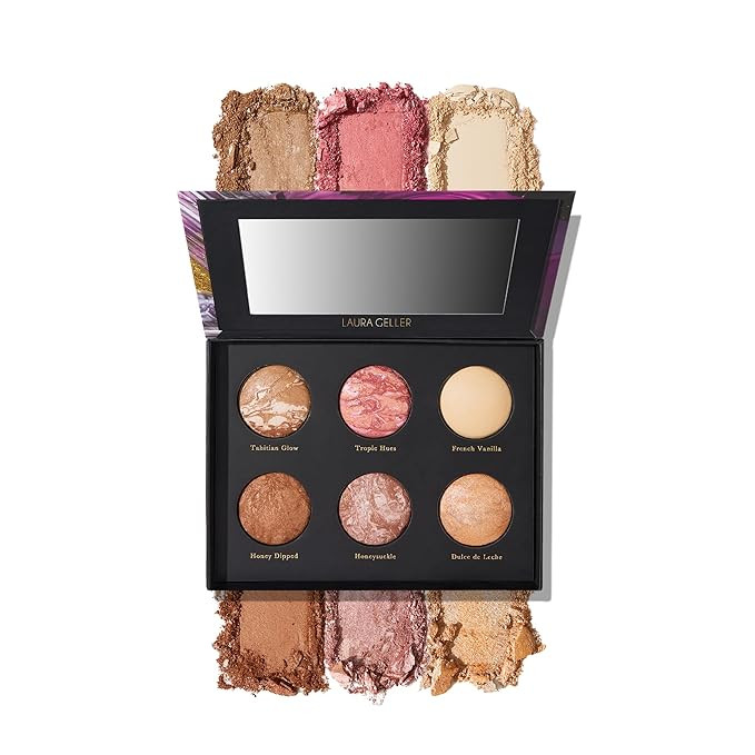 LAURA GELLER NEW YORK Cheek to Chic Tropical Glow Baked Face Palette | Includes 2 Blushes, 2 Bron... | Amazon (US)