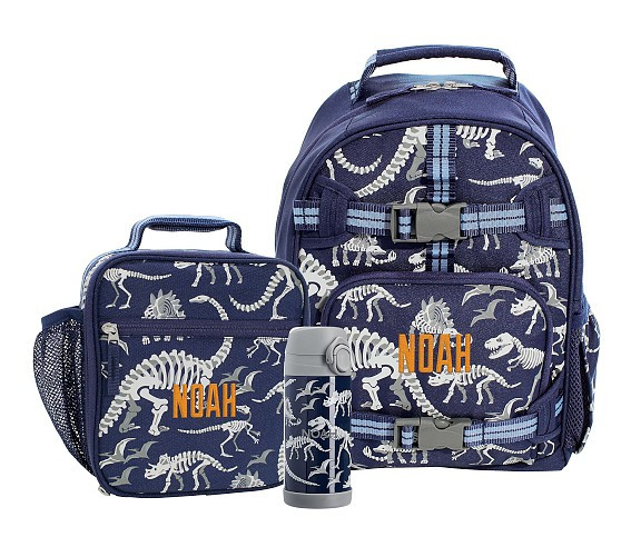 Mackenzie Navy Dinosaur Bones Glow-in-the-dark Backpack & Lunch Bundle, Set Of 3 | Pottery Barn Kids