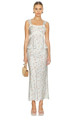 Fleur Bias Skirt in Teapot Blue | Revolve Clothing (Global)