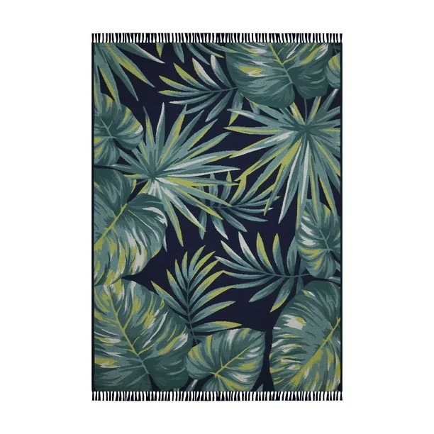 Better Homes & Gardens 5' x 7' Blue Tropical Outdoor Rug | Walmart (US)