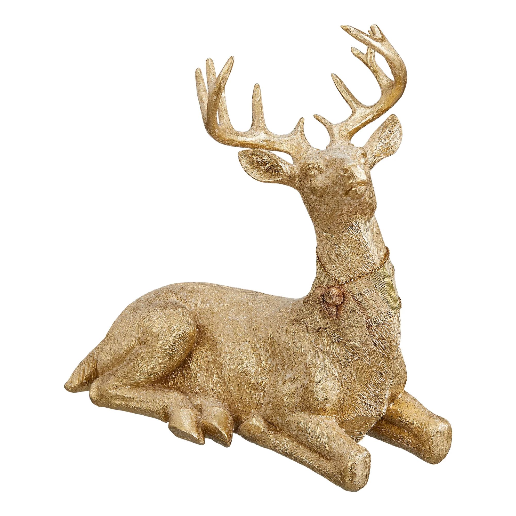 Holiday Time Gold Reindeer Table Top Christmas Decoration, 9.25" | Walmart (US)