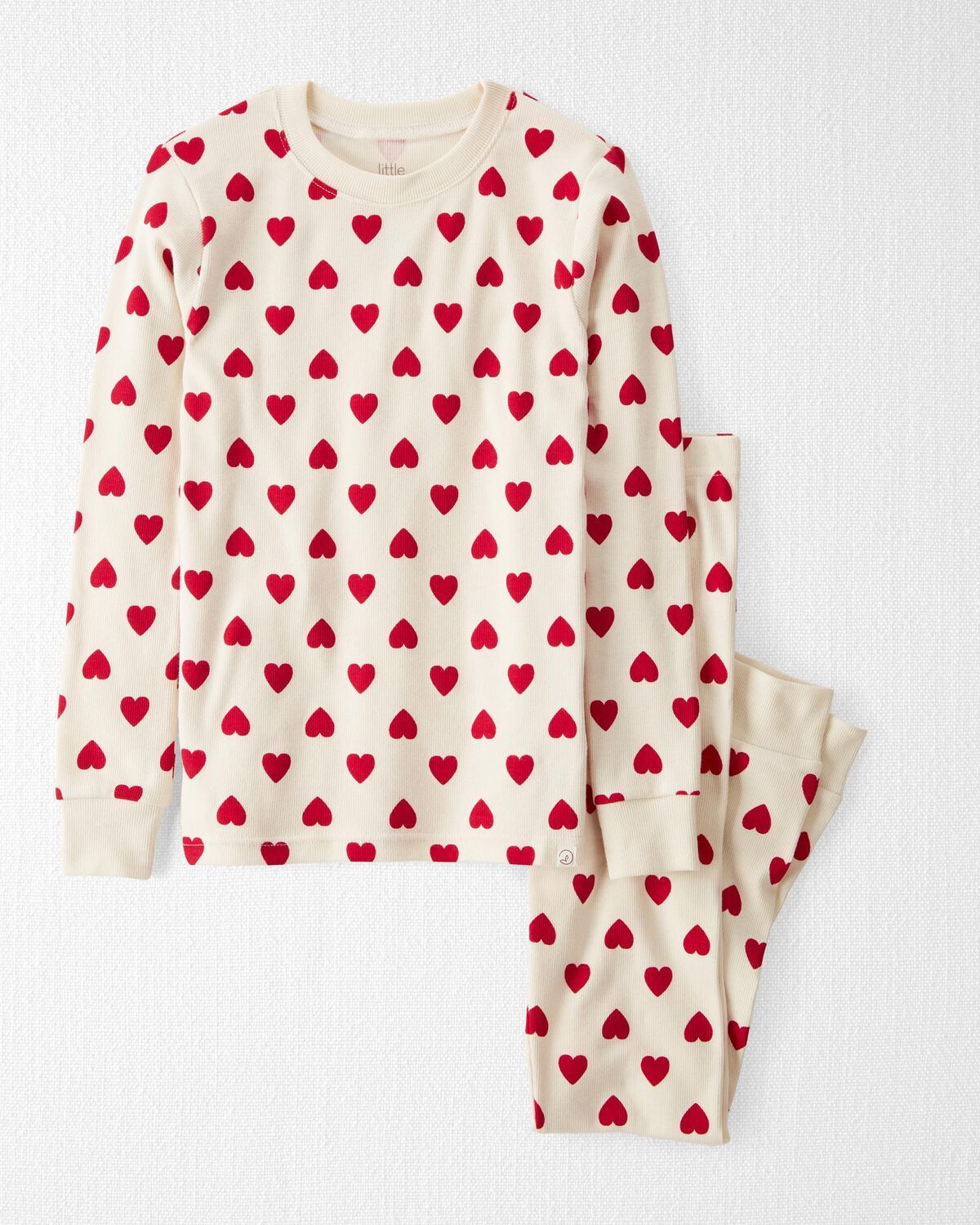 Heart Print on Sweet Cream Kid Organic Cotton 2-Piece Pajamas  | carters.com | Carter's
