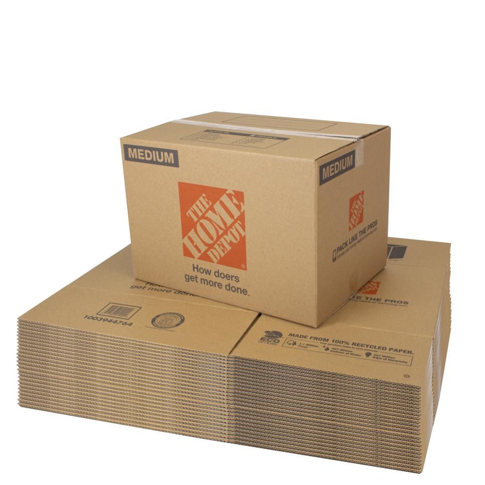 The Home Depot Medium Moving Box 25-Pack (22 in. L x 16 in. W x 15 in. D) | The Home Depot