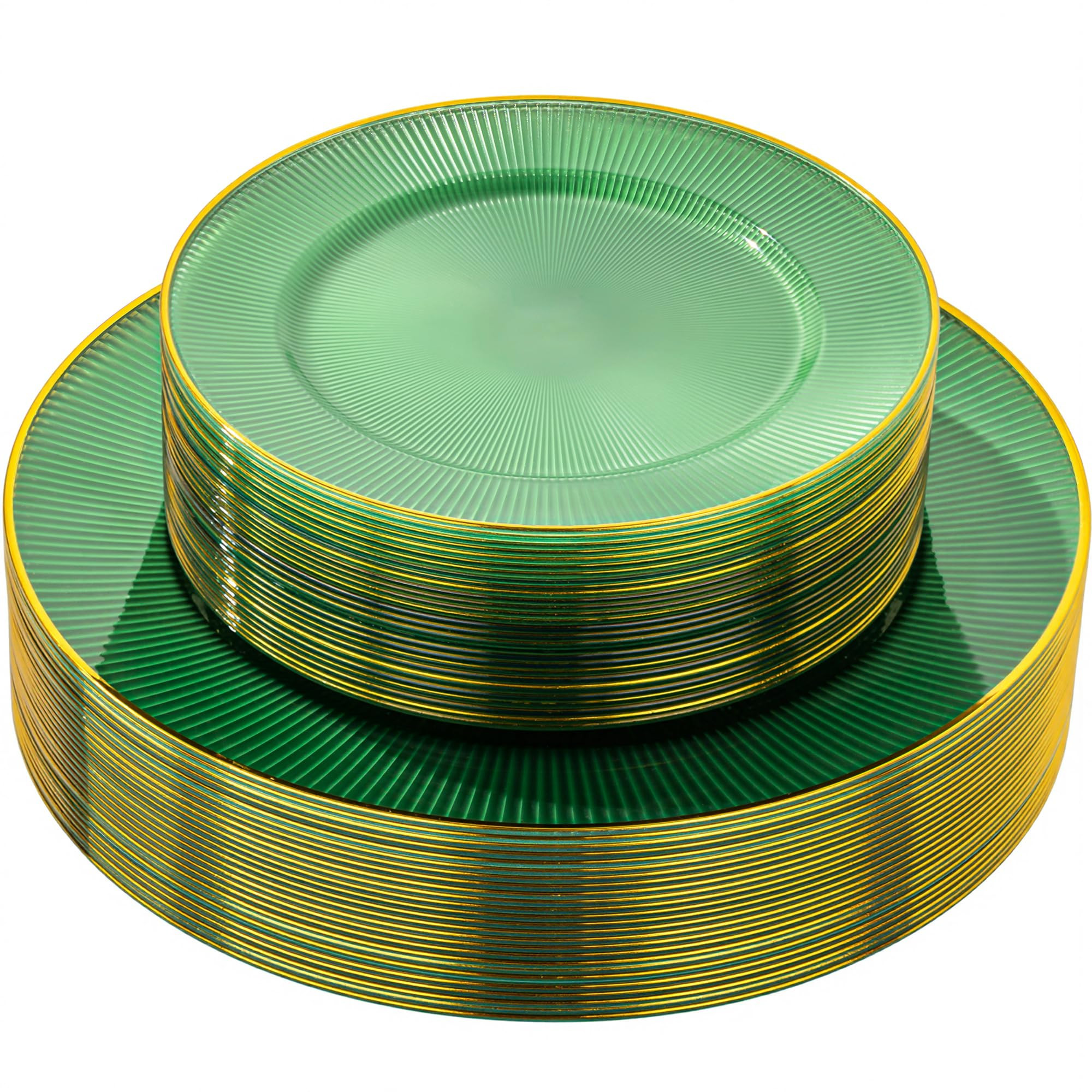 Hioasis 60pcs Green and Gold Plastic Plates - Green Disposable Dinnerware Set, 30pcs Dinner 10.25... | Amazon (US)