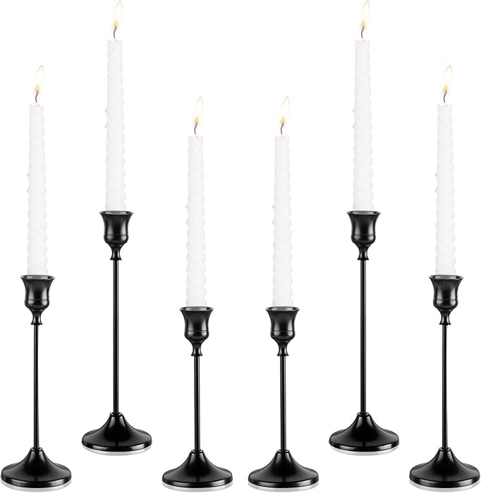 Candlestick Holders, 6PCS Metal Taper Candle Holder, Black Candle Holders for Candlesticks, Candl... | Amazon (US)