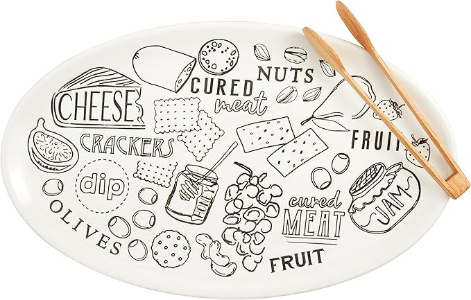 Mud Pie Charcuterie Platter Set, White, 8.5" x 14" | Amazon (US)