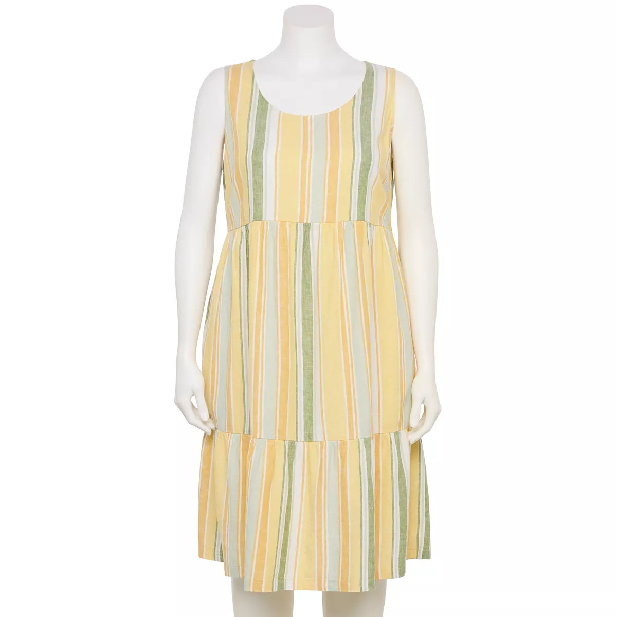 Plus Size Croft & Barrow® Sleeveless Tiered Linen Dress | Kohl's