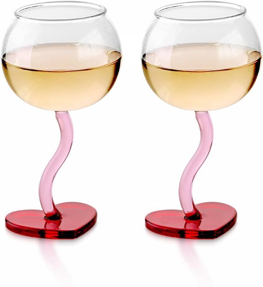 pttitvttiptter Heart Shaped Wine Glasses Set of 2, Lead-Free Crystal Glass, Unique Gifts for Wome... | Amazon (US)