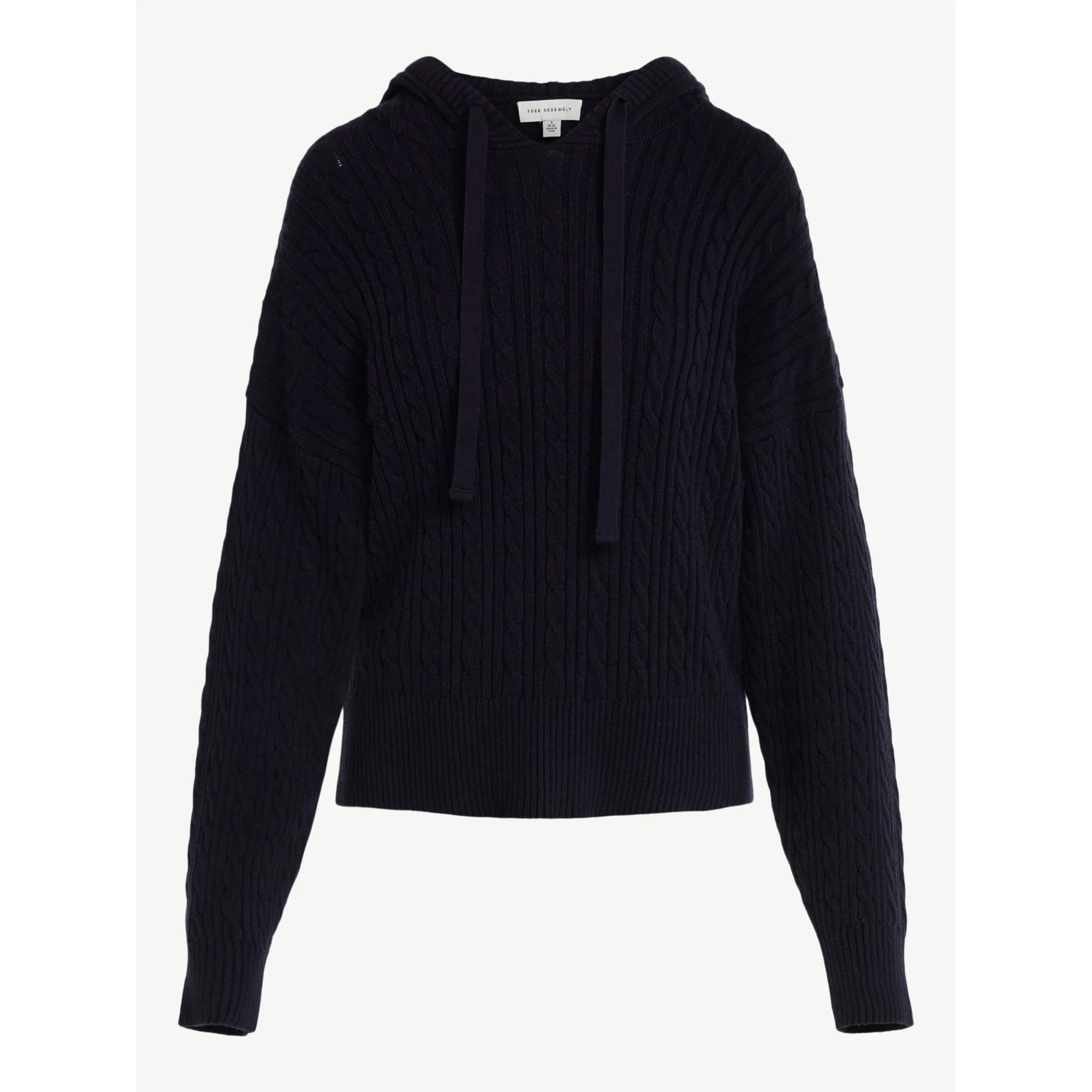 Free Assembly Women's Cozy Yarn Cable Knit Hoodie Sweater, Midweight, Size XS-XXL | Walmart (US)