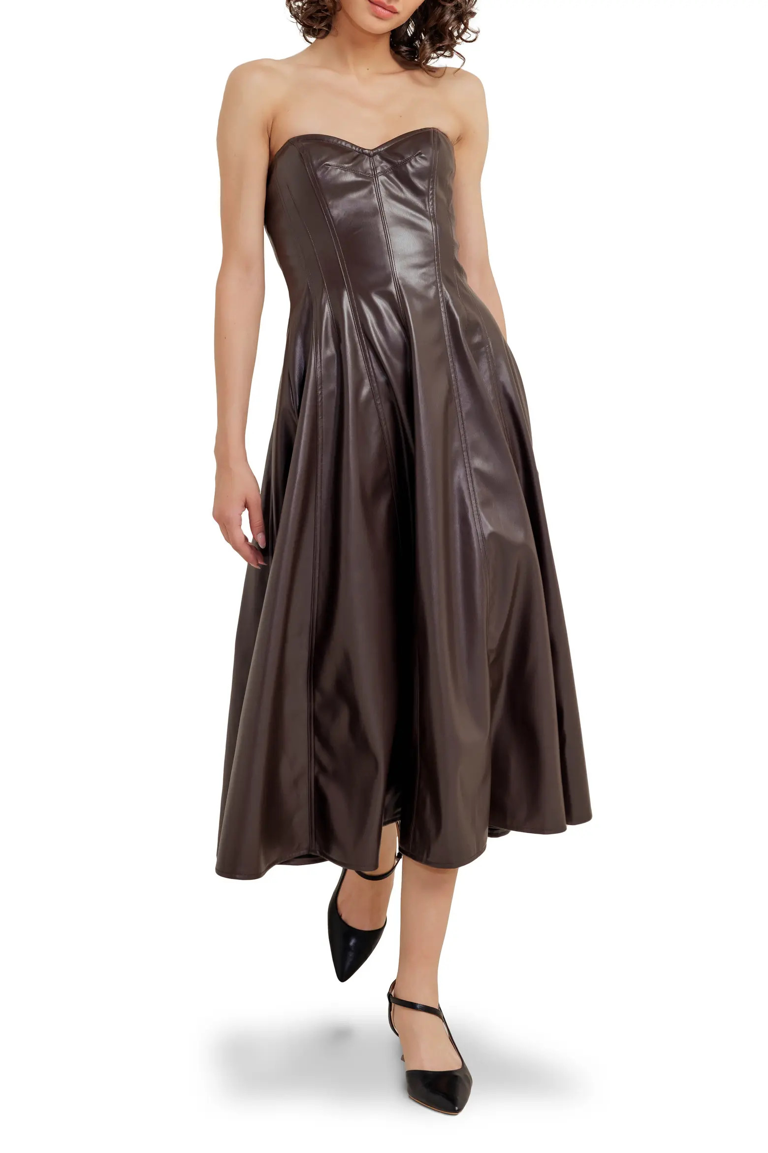 FREEMARKET Strapless Faux Leather Midi Dress (Women) | Nordstrom | Nordstrom