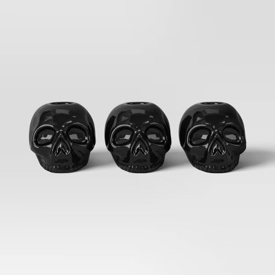3pk Halloween Skull Taper Candle Holders - Threshold™ | Target
