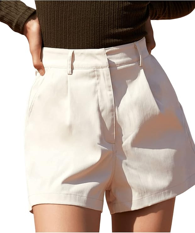 Floerns Women's Casual Solid High Waist Wide Leg Shorts with Pocket | Amazon (US)