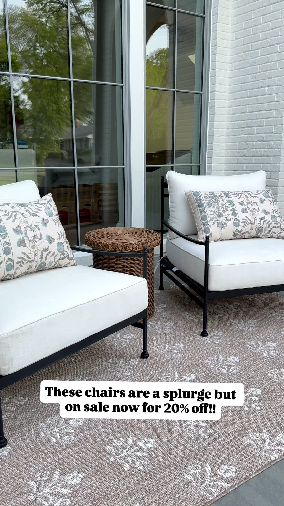 Outdoor porch and patio furniture and decor on sale now! These chairs are a splurge, but they’re 20% off. Also this rug is still in stock in this size only! Under $100!￼

#LTKSaleAlert #LTKHome