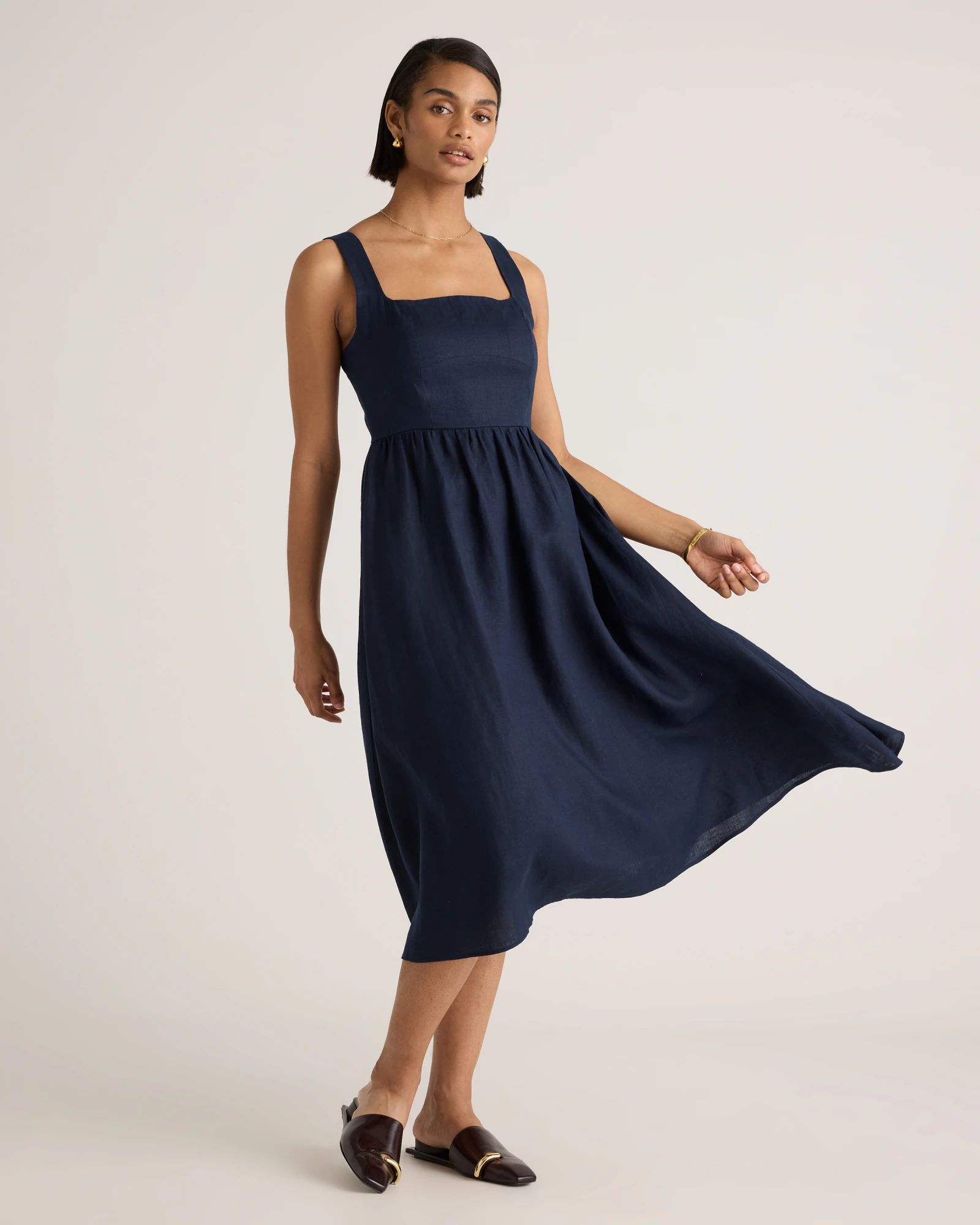 100% European Linen Fit & Flare Midi Dress | Quince