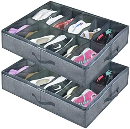 Onlyeasy Large Under Bed Shoe Organizer (12 Pairs x 2) - Underbed Shoes Closet Storage Solution w... | Amazon (US)