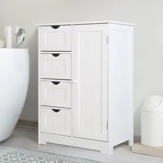 VEIKOUS 4 Drawers Bathroom Storage Cabinet and Cupboard Shelves | Overstock.com Shopping - The Be... | Bed Bath & Beyond