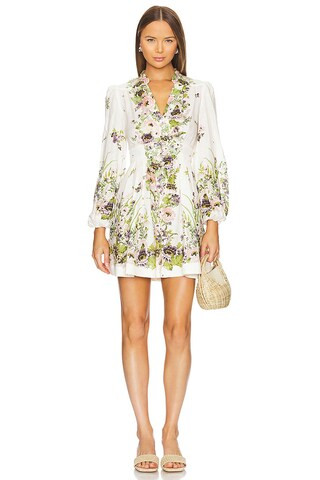 Zimmermann Halliday Plunge Mini Dress in Cream Multi Floral from Revolve.com | Revolve Clothing (Global)