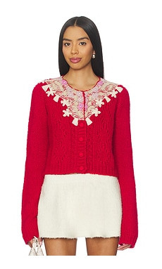 Free People Pixie Cardi in Red from Revolve.com | Revolve Clothing (Global)