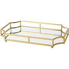 Kate and Laurel Ciel Metal Mirrored Ornate Scalloped Decorative Tray, Gold | Amazon (US)