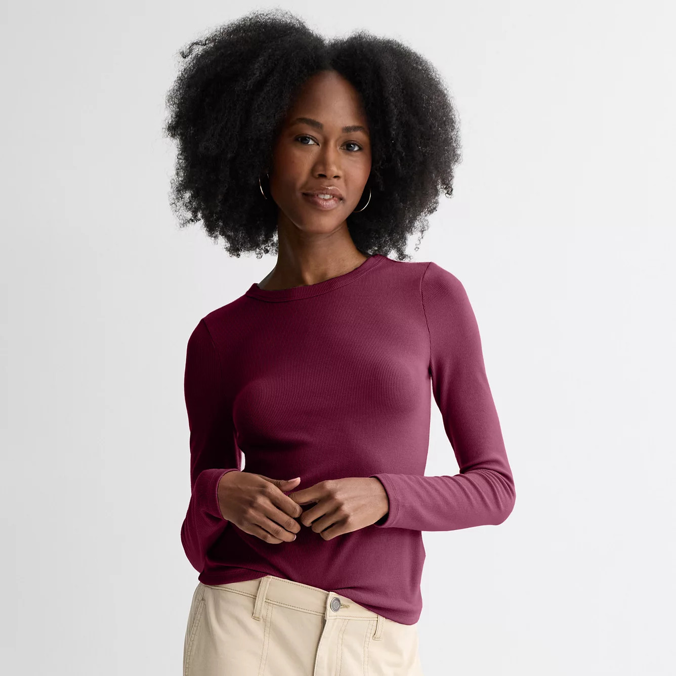 Juniors' SO\u00ae Long Sleeve Rib Crew Top | Kohl's