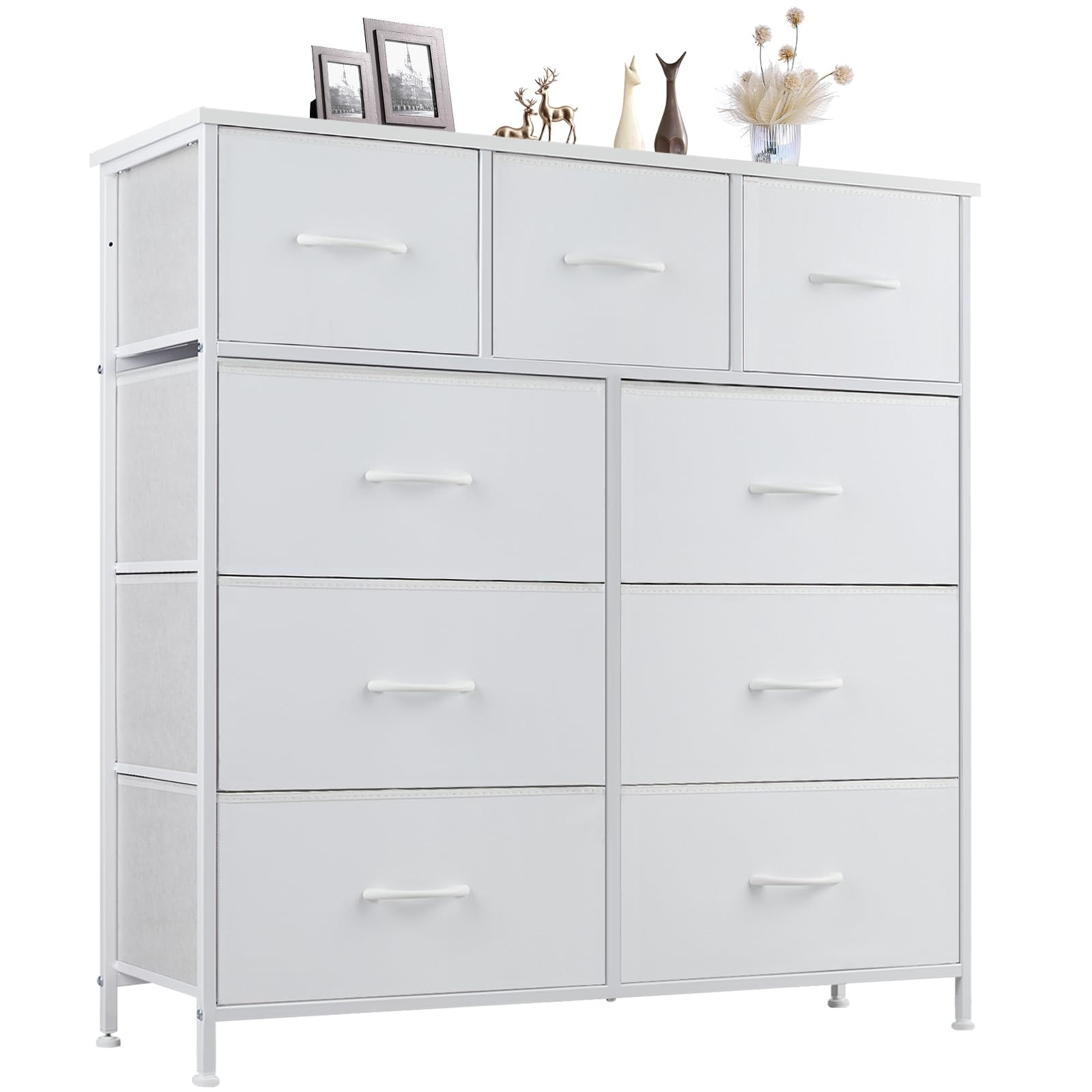 DUMOS Dresser for Bedroom, Storage Organizer with 9 Drawers, Chest of Drawers with Fabric Bins, S... | Amazon (US)