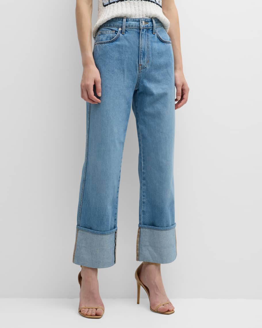 Dylan High Rise Straight Cuffed Jeans | Neiman Marcus