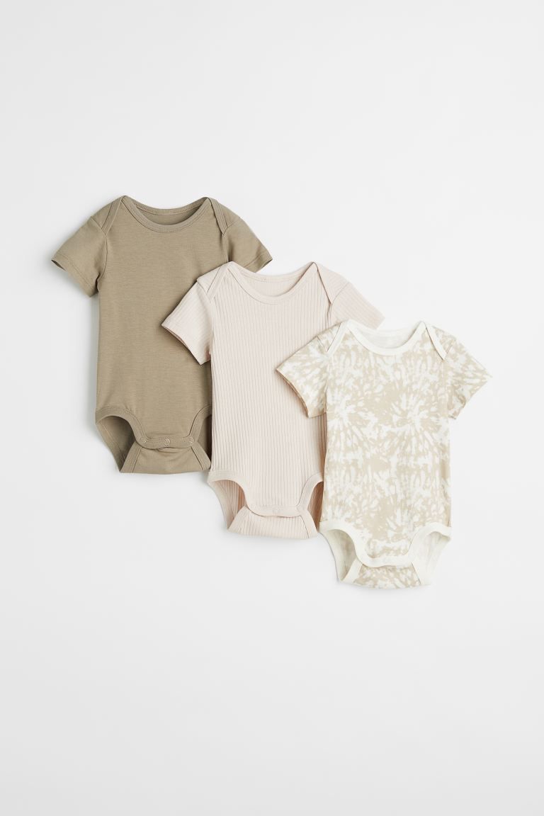 Short-sleeved bodysuits in soft cotton jersey with overlapping sections at shoulders. Snap fasten... | H&M (US + CA)
