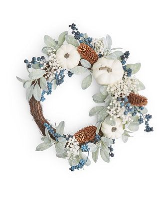 Martha Stewart Collection White Pumpkin Asymmetrical Wreath, Created for Macy's & Reviews - Artif... | Macys (US)