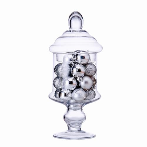 Stella Baic Clear Glass Apothecary Jar, Glass Candy Jar with Lid, Classic Footed Glass Jar, Elegant Decorative Jar (Height: 12", Diameter: 6") | Amazon (US)