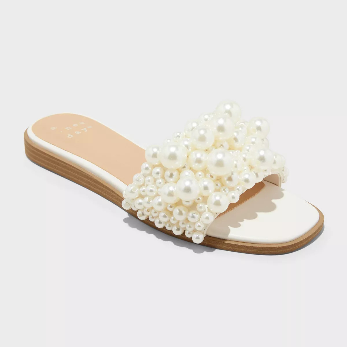 Women's Nylah Pearl Slide Sandals - A New Day™ Cream 8 | Target