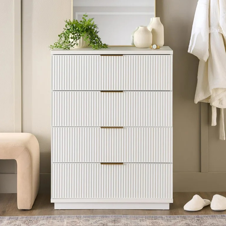Better Homes & Gardens Lillian Fluted 4-Drawer Dresser, White Finish - Walmart.com | Walmart (US)