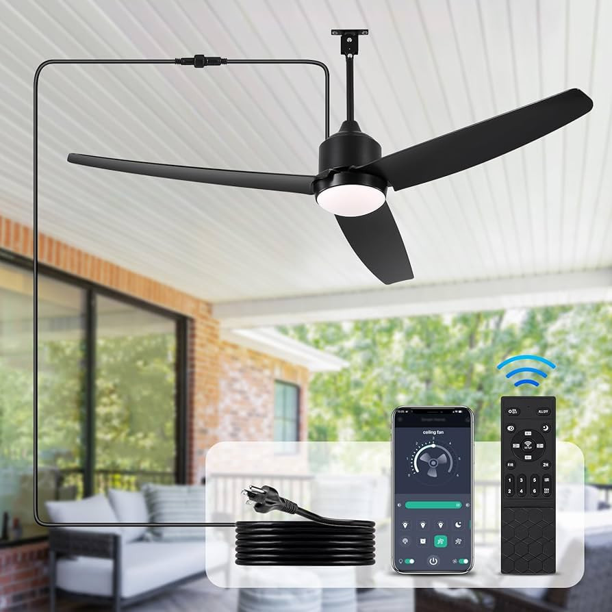 BZX Waterproof Outdoor Ceiling-Fan with Light - 52" Modern Ceiling Fans with 3 Colors LED Light, ... | Amazon (US)