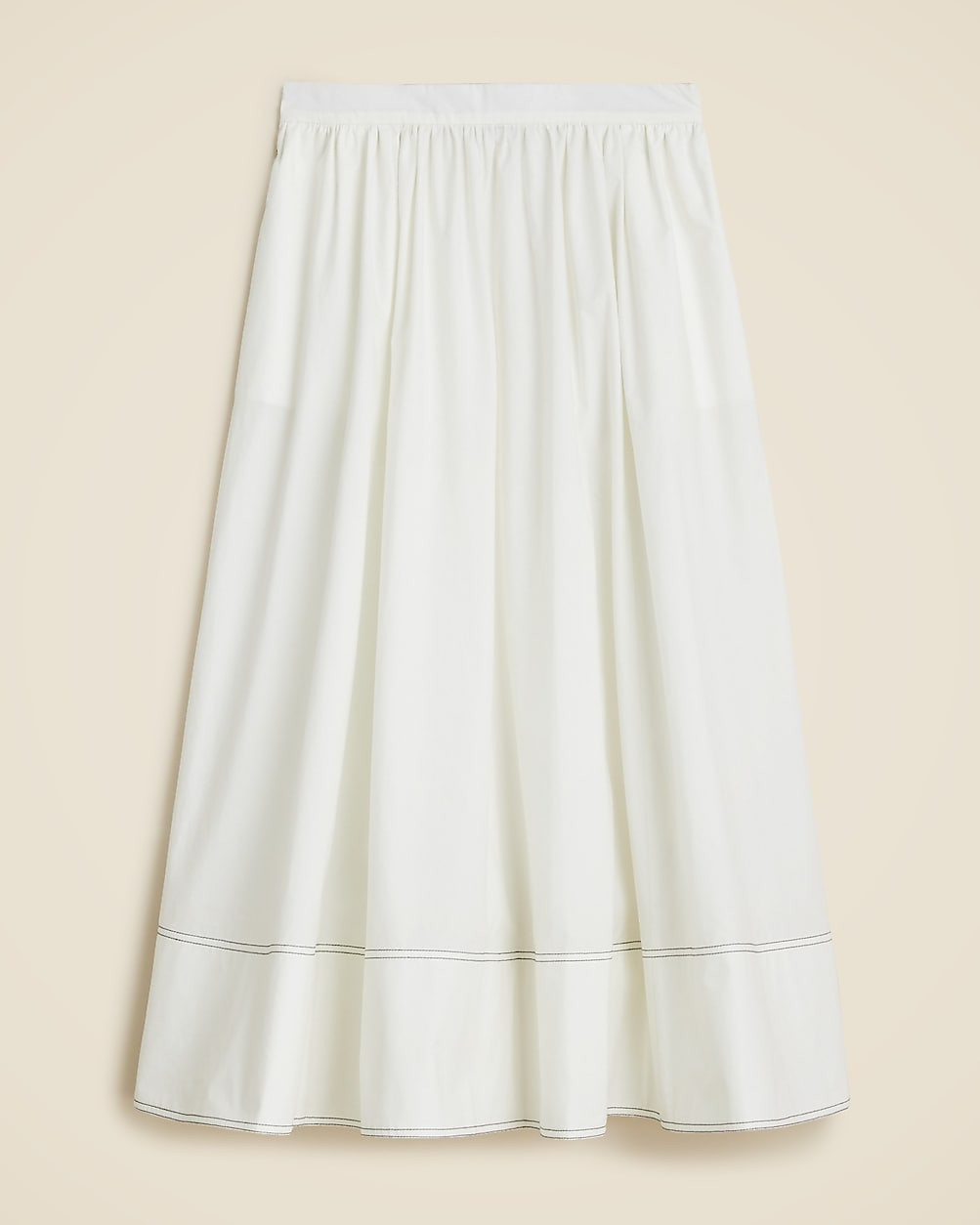 Contrast-hem midi skirt in cotton poplin | J. Crew US