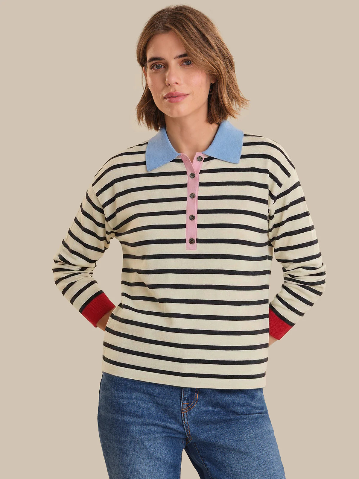 89th & Madison Stripe Colorblock Polo Pullover | 89th + Madison