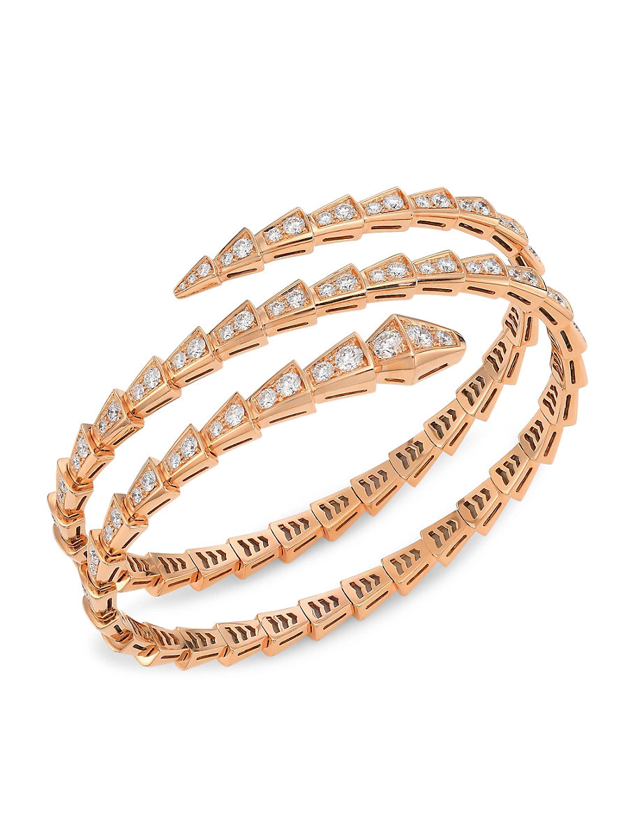Women's Serpenti Viper 18K Rose Gold & Diamond Bangle Bracelet - Pink Gold - Size Medium | Saks Fifth Avenue