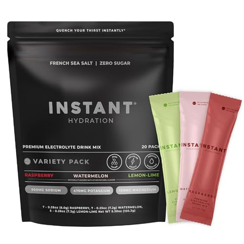 Instant Hydration Sugar Free Electrolytes Powder Packets Variety Pack - Watermelon, Raspberry, Lemon Lime Drink Mix & Travel Essentials with Magnesium and Potassium - Post Workout Recovery - 20 Sticks | Amazon (US)