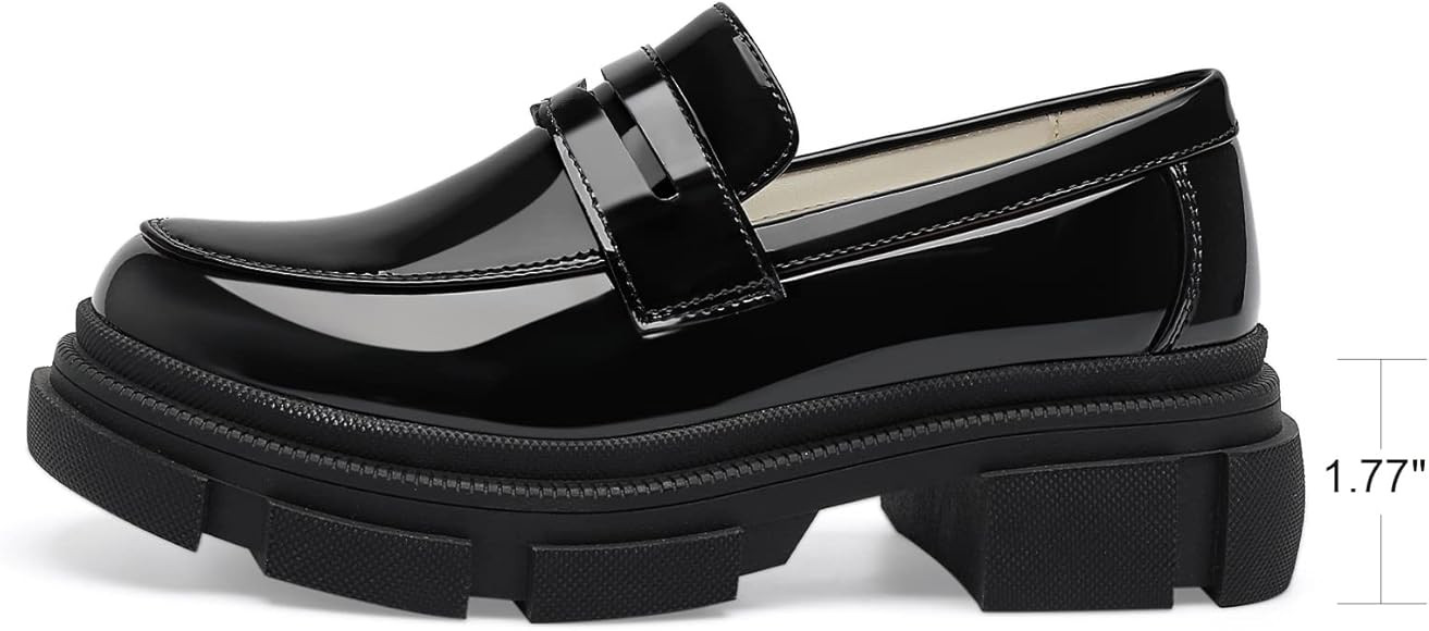 YETIER Platform Womens Loafer Leather Slip-ons Round Toe Chunky Loafer Shoes Penny Casual Fashion Sh | Amazon (US)