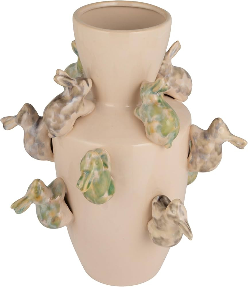 Creative Co-Op Stoneware Vase with 3D Rabbits and Reactive Glaze, Multicolor | Amazon (US)