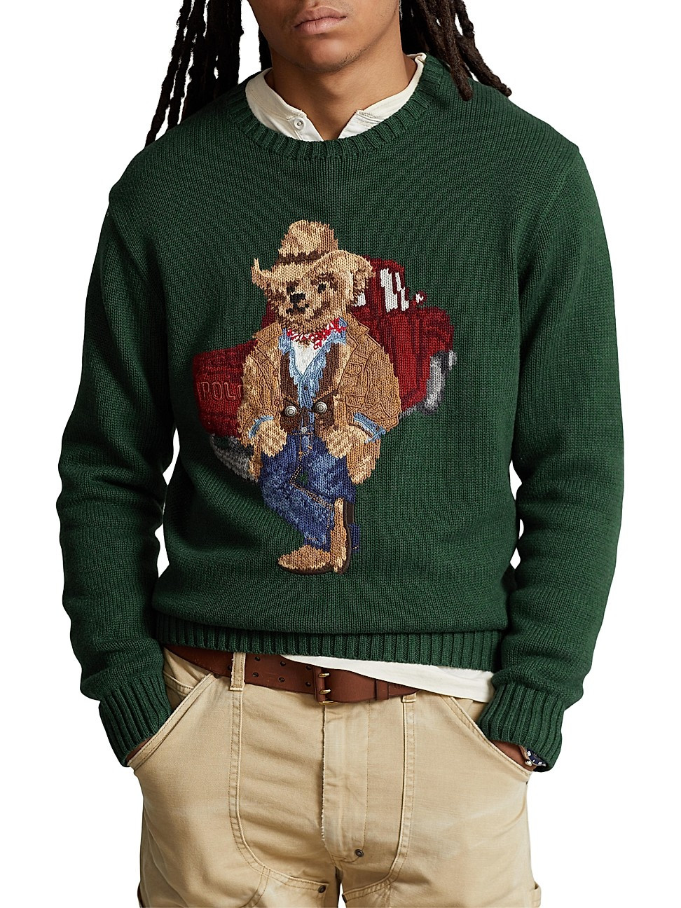 Men's Embroidered Bear Sweater - New Forest Heather - Size XXL | Saks Fifth Avenue